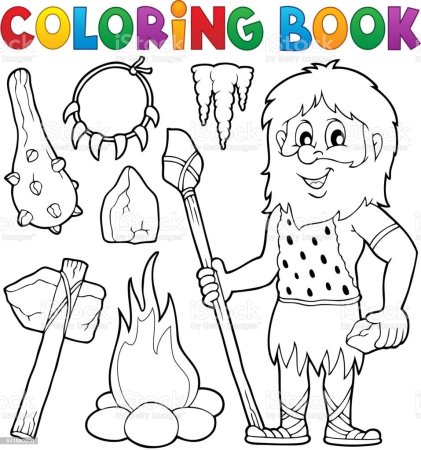 Первобытный человек раскраска для детей