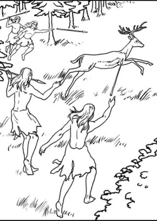 Первобытный человек раскраска для детей