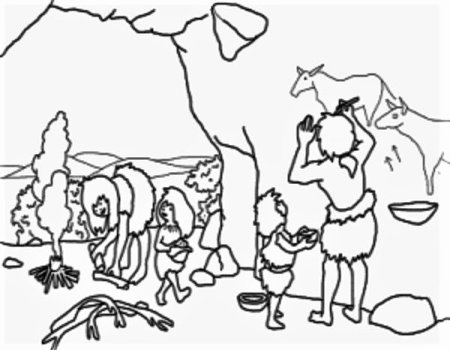 Раскраска наскальные рисунки первобытных людей