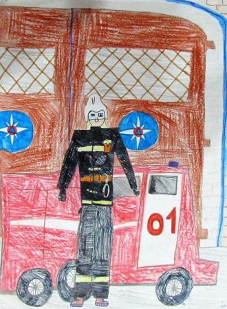 Пожарник рисунок