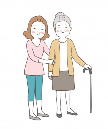 Иллюстрация помогаю пожилым людям