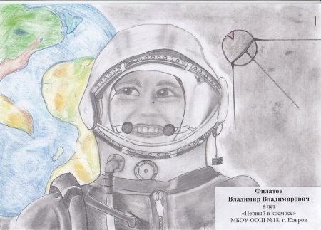 Рисунок Гагарина карандашом