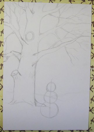 Рисование зима карандашами