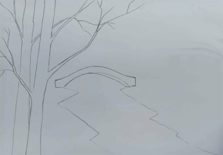 Зимний пейзаж карандашом для начинающих