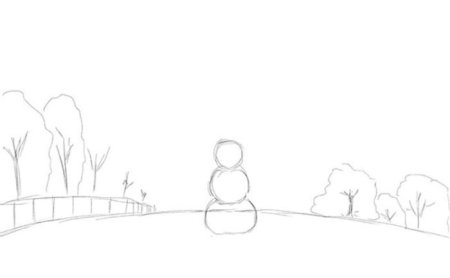 Снеговик рисунок карандашом