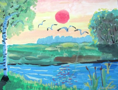 Пейзаж набросок для детей