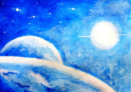 Рисунок на тему космос карандашом
