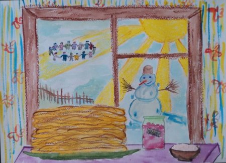Масленица рисунок в школу