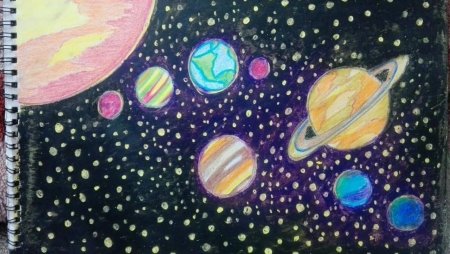 Рисунок космос карандашом красивый