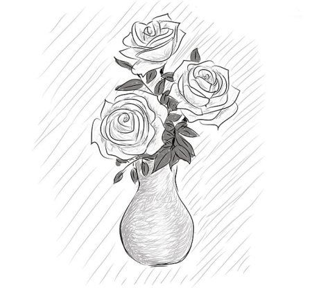 Цветы в вазе рисунок карандашом