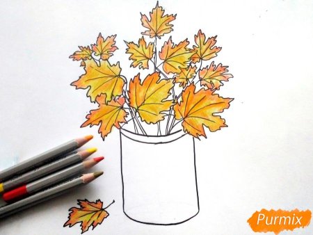 Лист клёна рисунок поэтапно
