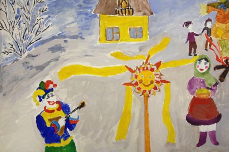 Масленица рисунок карандашом