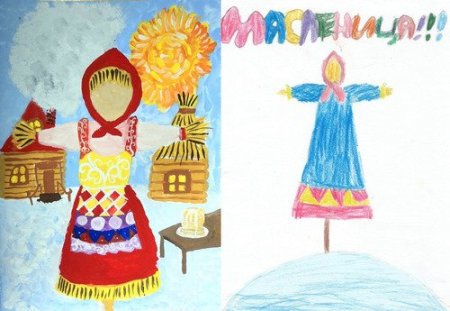 Масленица детские рисунки