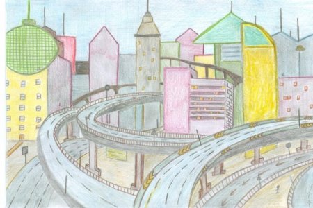 Город будущего рисунок для детей