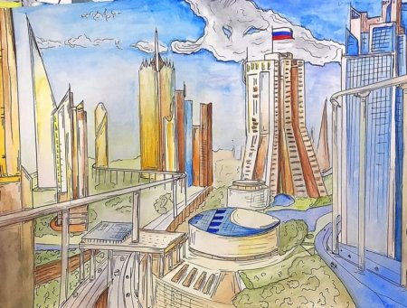 Город будущего рисунок