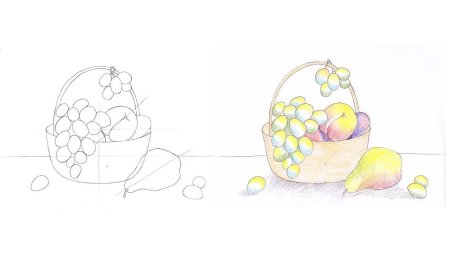 Поэтапное рисование натюрморта карандашом