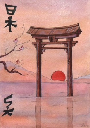 Китайский пейзаж карандашом