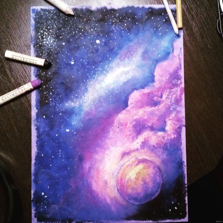 Космос рисунки красками