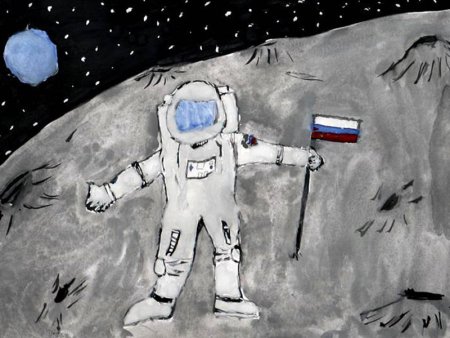 Рисунок ко Дню космонавтики маркерами