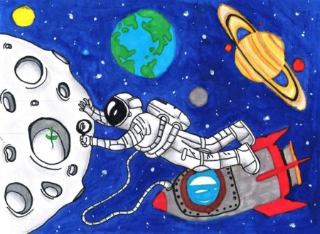 Рисунок Космонавта несложный