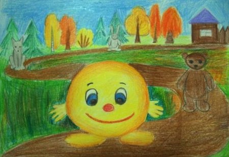 Детские рисунки Колобок