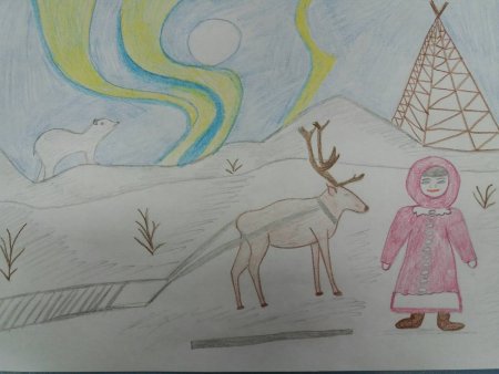 Тундра рисунок для 4 класса