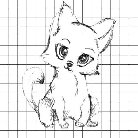 Милый котик карандашом