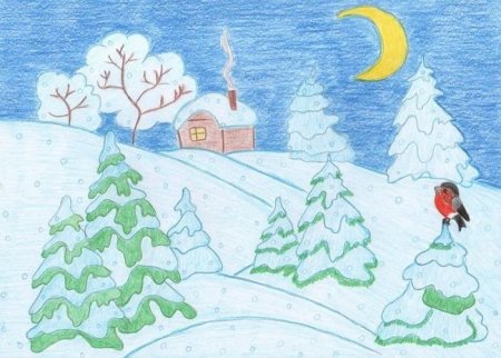 Рисунки на тему зима легкие