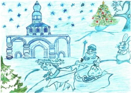 Детский рисунок зима