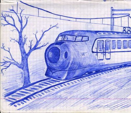 Рисунок поезда ручкой