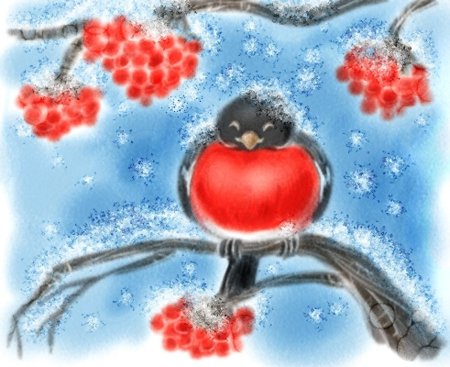 Зимний рисунок в паинте