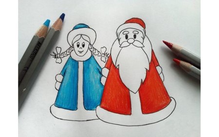 Этапы рисования Деда Мороза