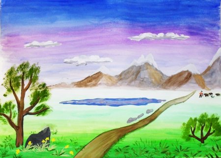 Рисунок на тему природа легкий