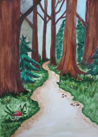 Пейзаж цветными карандашами для детей