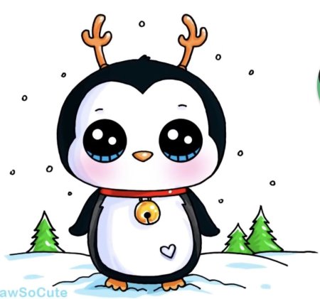 Милые пингвины для срисовки