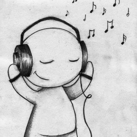 Нарисованный человечек в наушниках