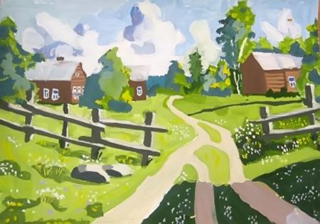 Сельский пейзаж для детей