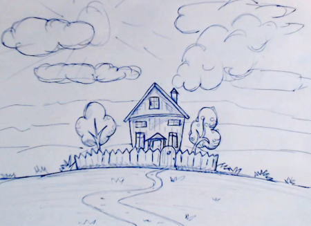 Пейзаж деревни легкий