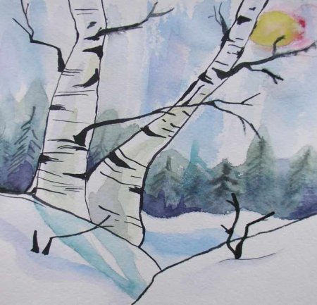 Рисунок на тему зимний лес