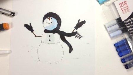 Зимние рисунки маркерами легкие