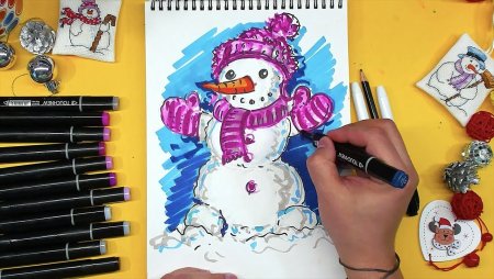 Новогодние открытки маркерами