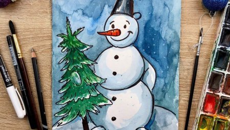 Зимний пейзаж карандашом легкий