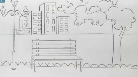 Городской пейзаж карандашом