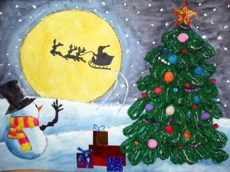 Рисунок на тему новый год легкий