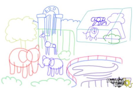 Зоопарк рисунок карандашом для детей несложный