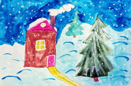 Рисование красавица зима