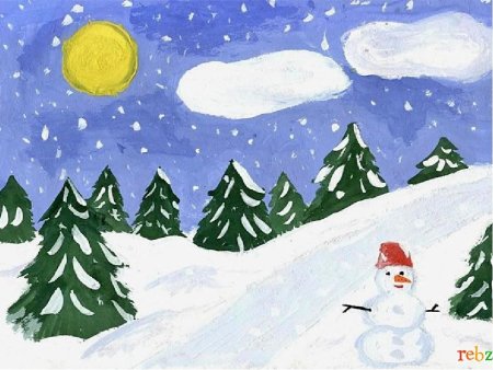 Рисунок на тему зимний вечер