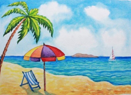 Пейзаж лета карандашом