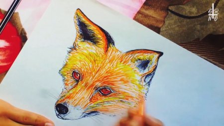 Рисунки фломастерами Лисичка