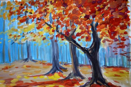 Рисунок гуашью осень